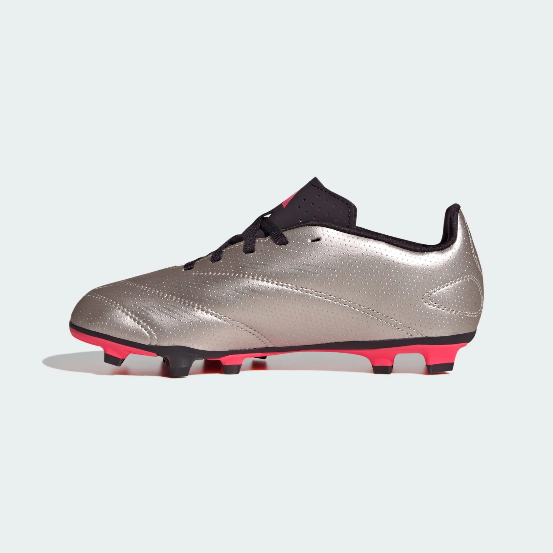 adidas PREDATOR CLUB Flexible Ground Soccer Cleats | Platinum Metallic-Aurora Black | Kid's Unisex