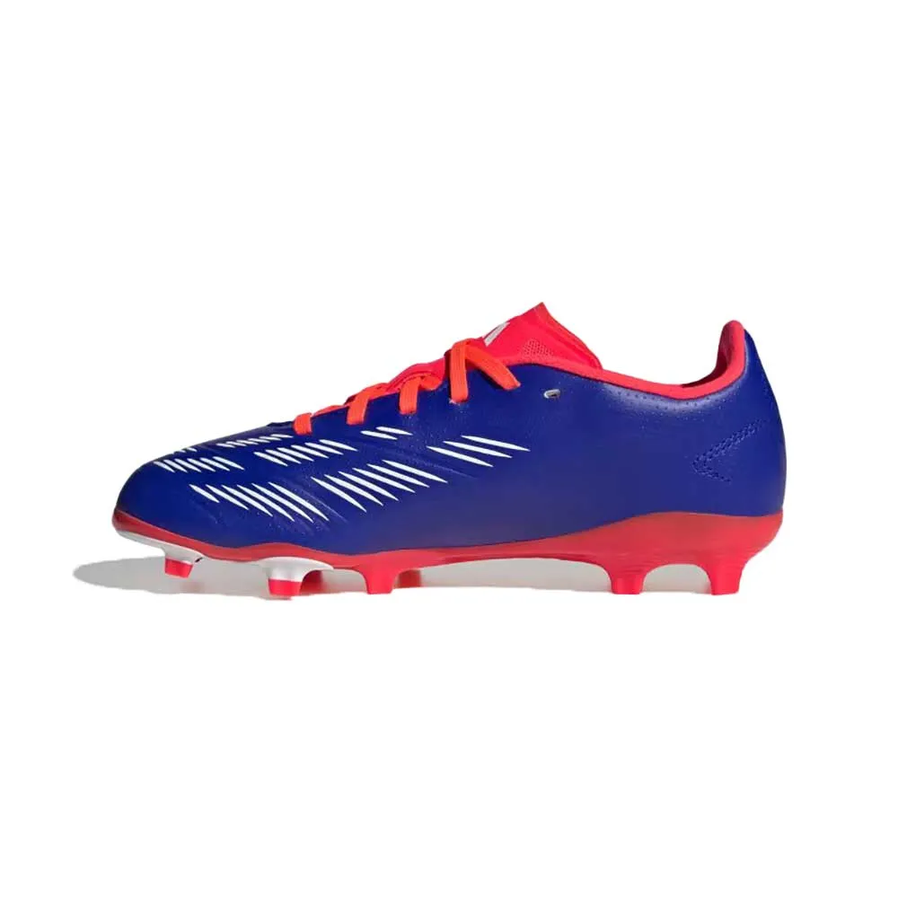 Youth Jr Predator League Firm Ground Cleats - Lucid Blue / Cloud White / Solar Red - Regular (D)