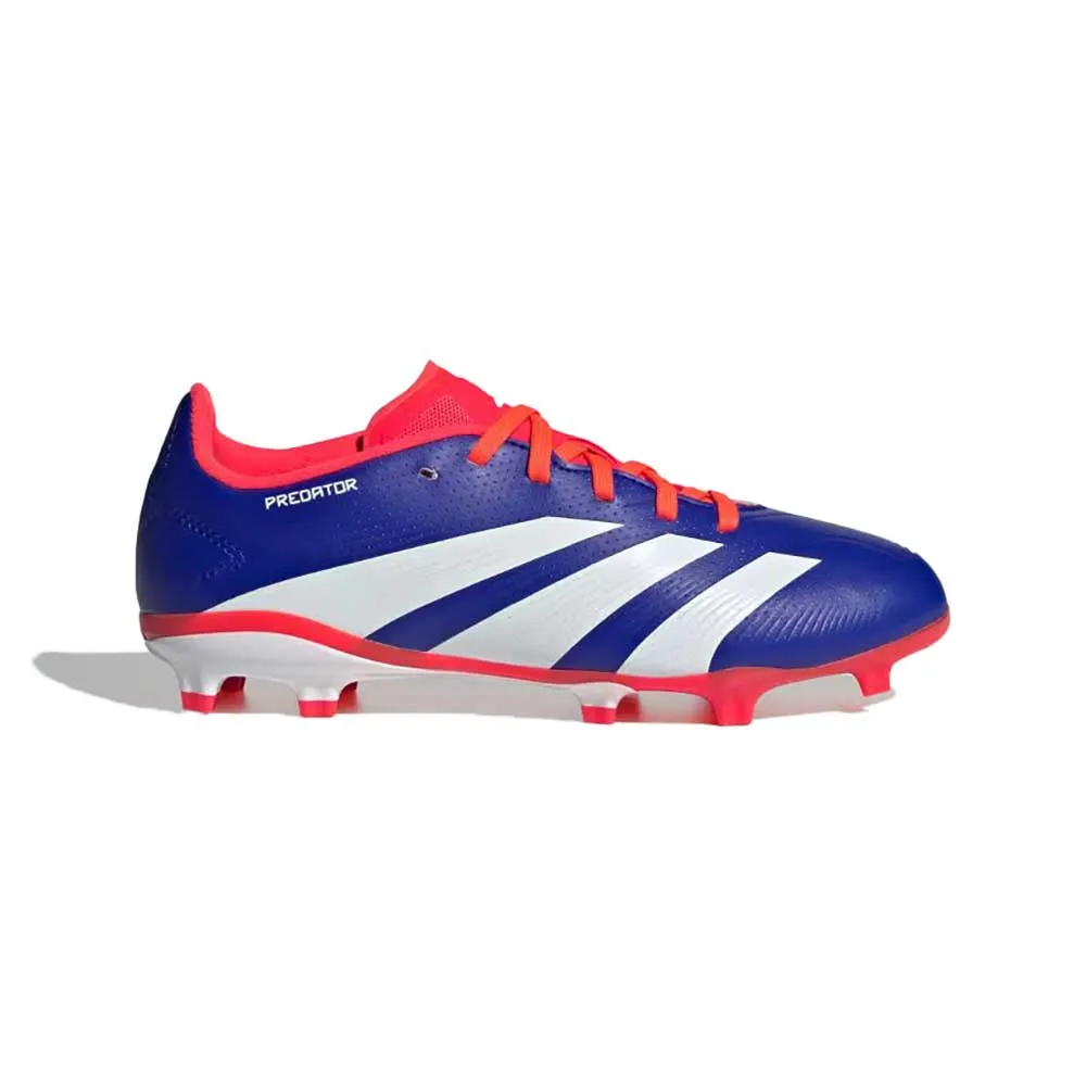 Youth Jr Predator League Firm Ground Cleats - Lucid Blue / Cloud White / Solar Red - Regular (D)